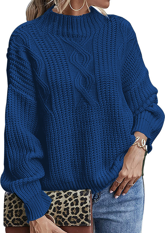 Damen Strickpullover mit elegantem Zopfdesign und modernem Schnitt EB