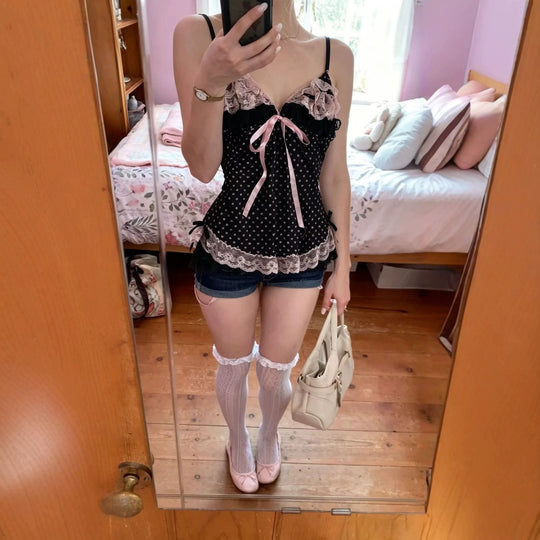 Damen verführerisches Schlafkleid mit Spitzenbesatz und Rüschendetails EB
