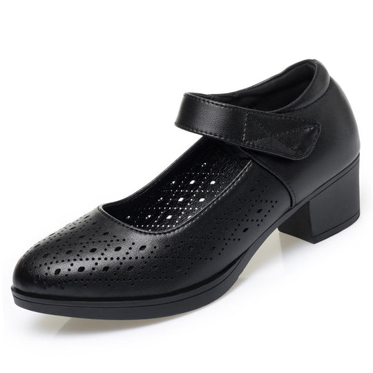 Damen Mary Jane Schuhe mit elegantem Lochdesign und bequemem Blockabsatz EB