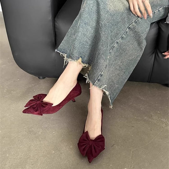 Damen elegante Pumps mit verspielten Schleifenverzierungen EB