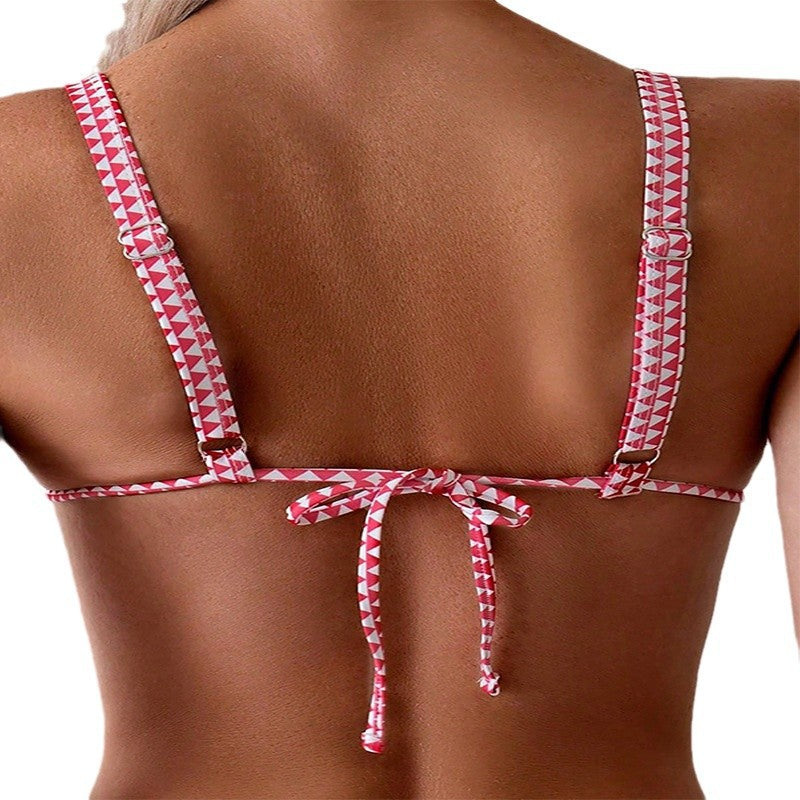 Damen Triangel-Bikinioberteil mit floralem Design und elastischen Trägern EB