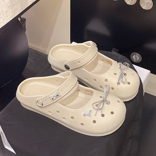 Damen Praktische Clogs mit funkelnder Dekoration und verstellbarem Riemen EB