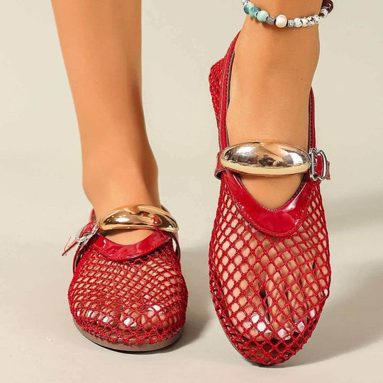 Damen Stilettos mit netzartigem Obermaterial und moderner Schnallenapplikation EB