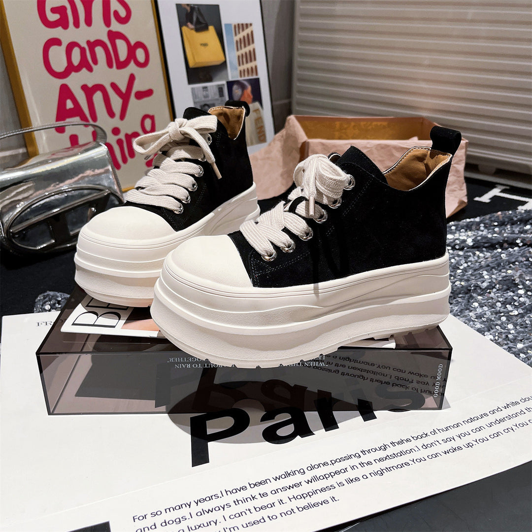 Damen Sportliche Chunky Sneakers mit hohem Plateau und atmungsaktiver Oberflächenstruktur EB