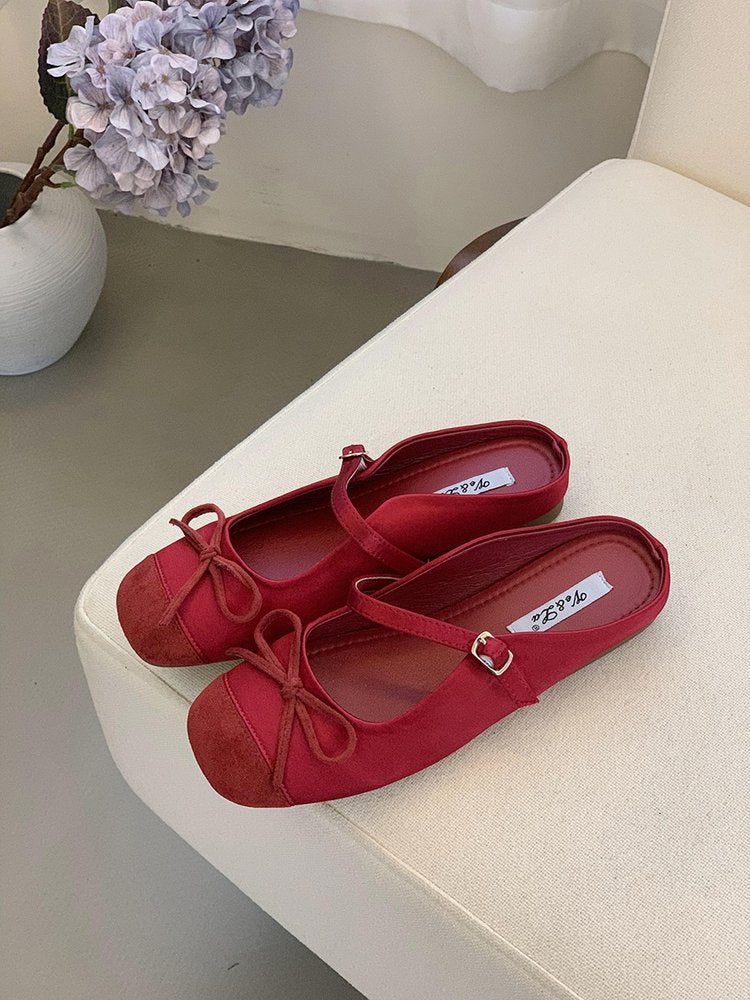 Damen Ballerinas mit modischem Riemchen und eleganter Schleifenapplikation EB