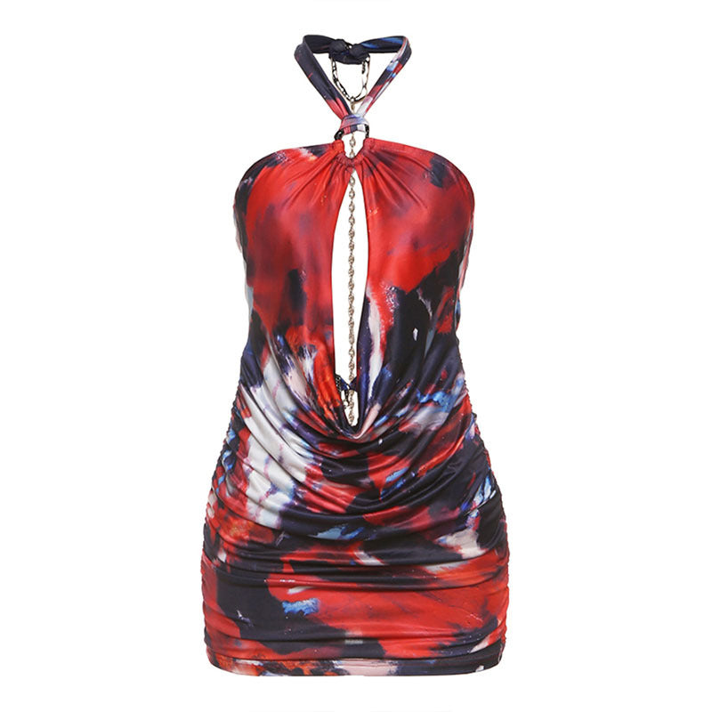 Damen Mini Kleid mit schickem Wickeldesign und tiefem Ausschnitt EB