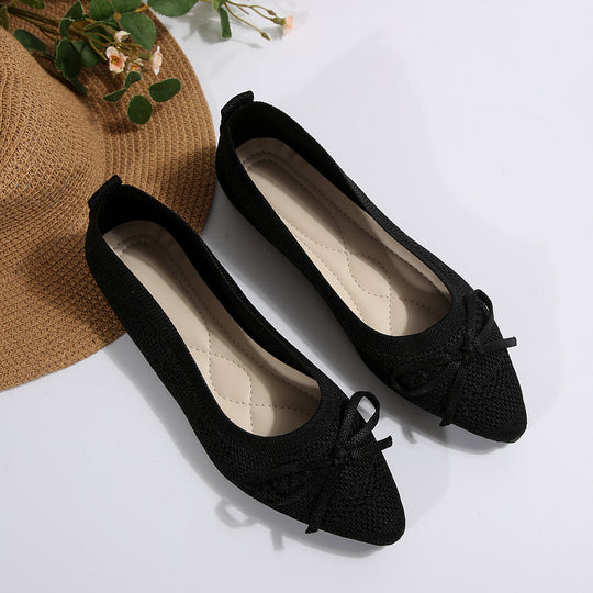 Damen Bequeme und stilvolle Ballerinas mit dekorativer Schleife EB