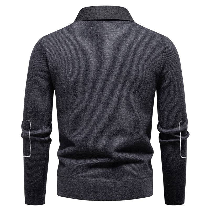 Herren eleganter Pullover mit Kragen und feinem Strickmuster EB