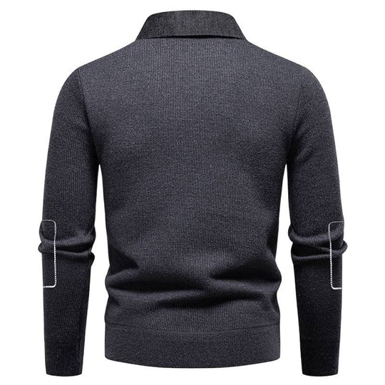 Herren eleganter Pullover mit Kragen und feinem Strickmuster EB