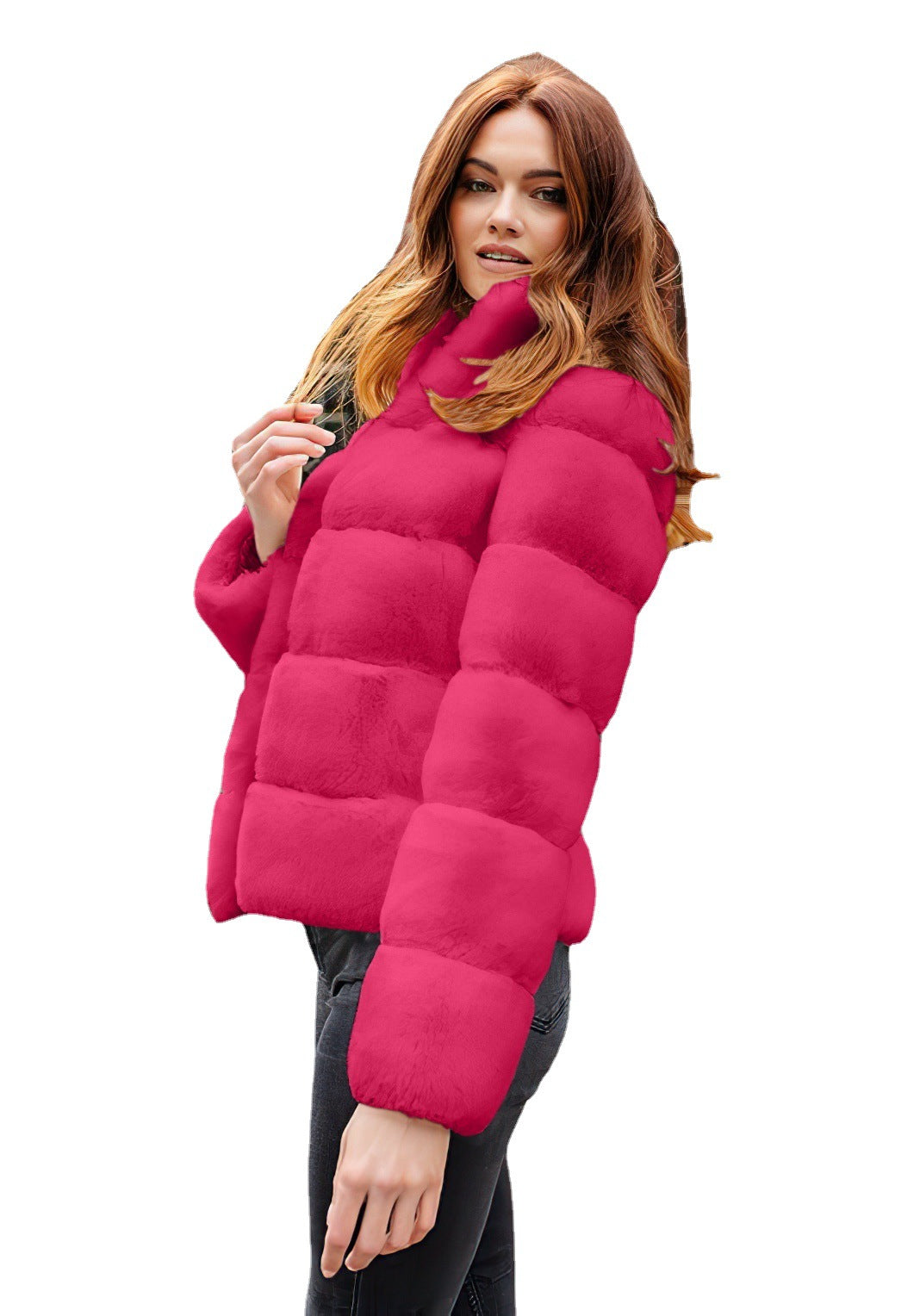 Damen Modische Daunenjacke mit hohem Kragen EB