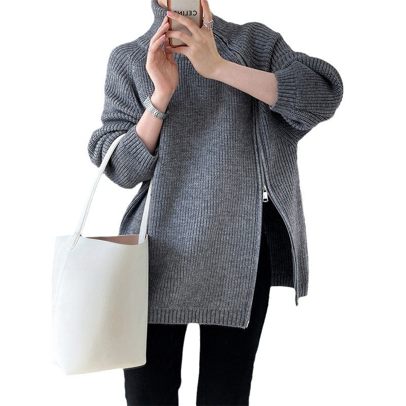 Damen Flair Pullover mit asymmetrischem Schnitt und Stehkragen EB