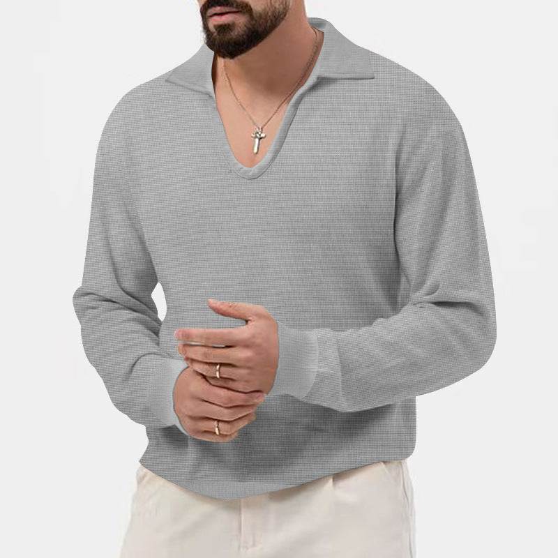 Herren eleganter Pullover mit V-Ausschnitt und strukturiertem Design EB