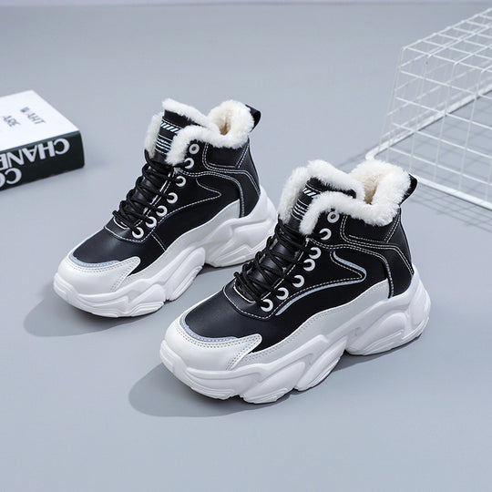 Damen warme High-Top Sneakers mit kuscheligem Innenfutter und robustem Sohlenprofil EB