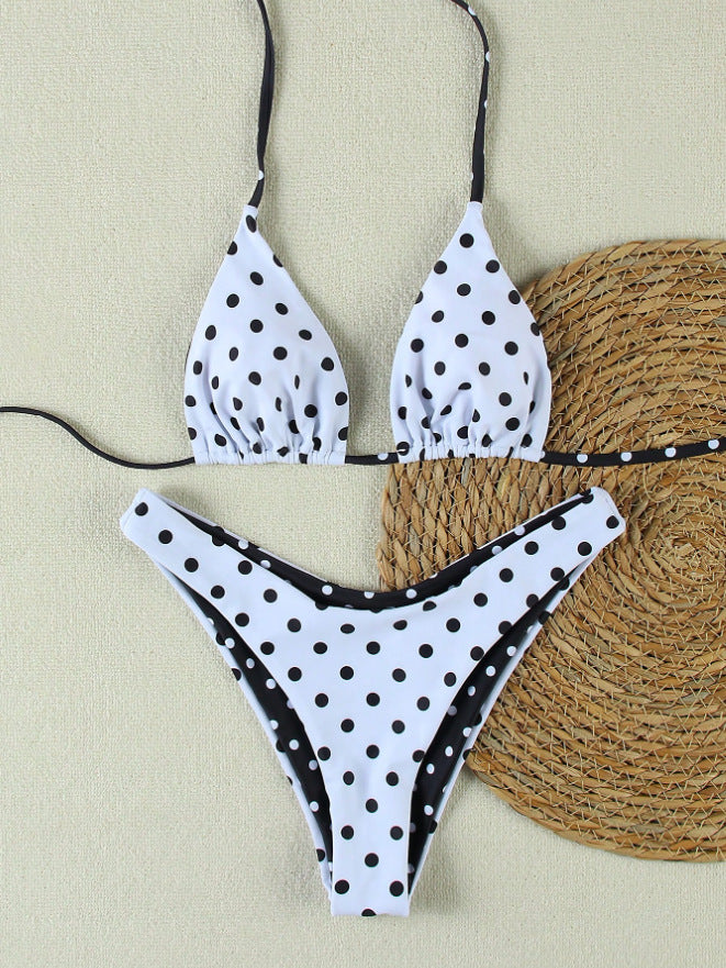 Damen Triangel-Bikini-Set mit modischem Punkte-Design EB