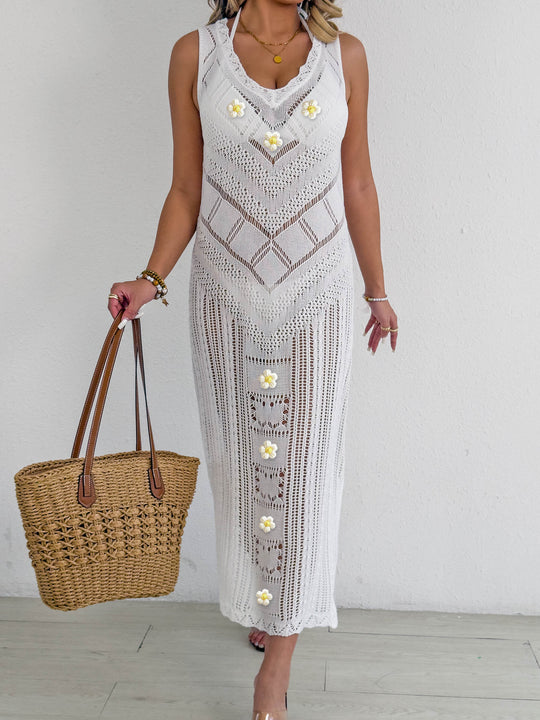 Damen Häkel-Kleid mit floralem Design EB