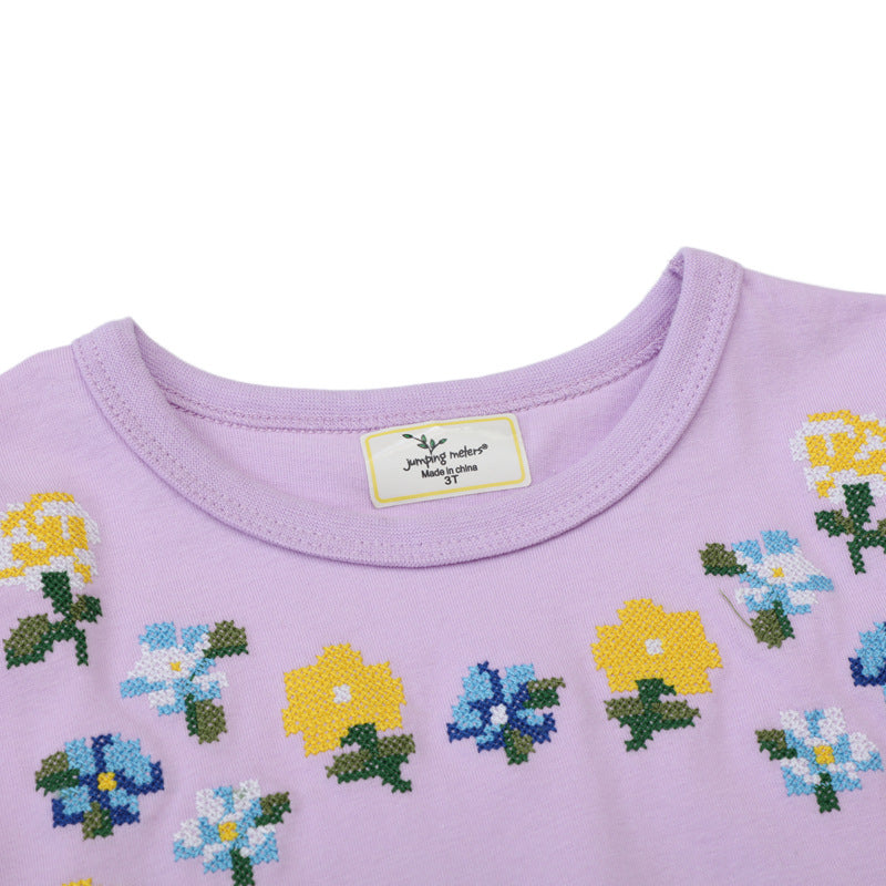 Mädchen Kleid mit zauberhaften Blumenapplikationen EB