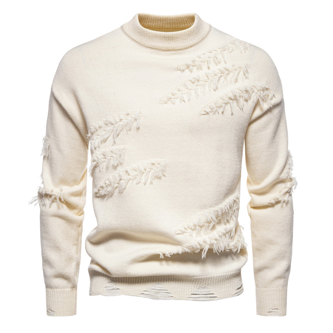 Herren modischer Rollkragenpullover mit distressed Details EB