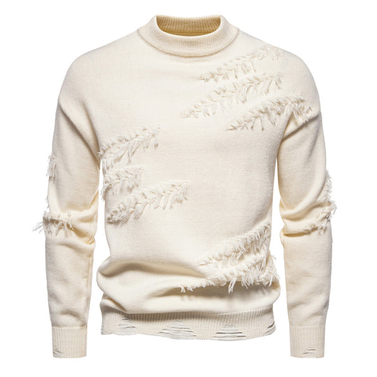 Herren modischer Rollkragenpullover mit distressed Details EB