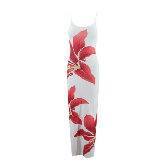 Damen Maxikleid mit traumhaftem Blumendruck und zarten Spaghettiträgern EB