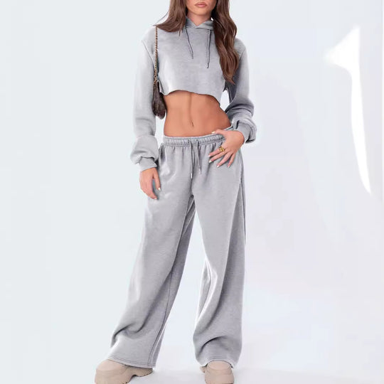 Damen nan relaxed-fit Wide‑Leg Sweatpants mit hohem Komfortbund Kordelzug und nahtverdeckten Eingrifftaschen EB