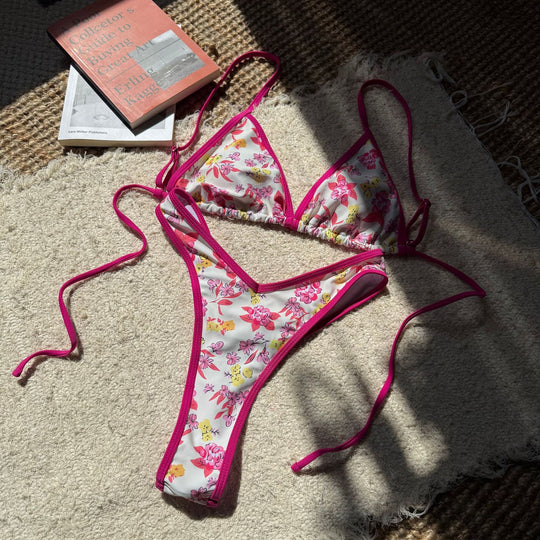 Damen Triangel-Bikini mit floralen Mustern und verstellbaren Trägern EB