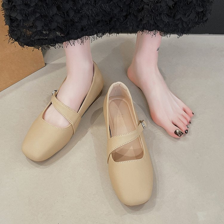 Damen bequeme Ballerinas mit verstellbarem Riemen EB