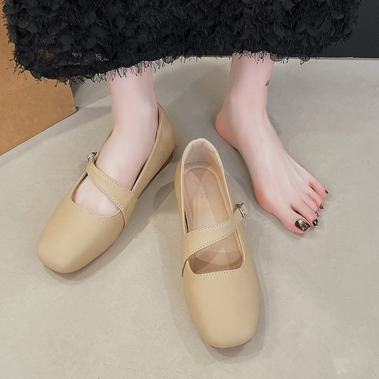 Damen bequeme Ballerinas mit verstellbarem Riemen EB