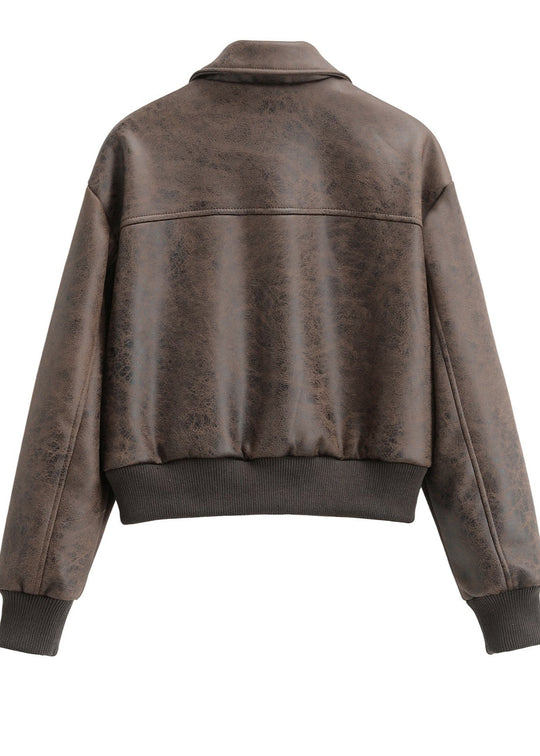 EB | Vintage Kunstleder Bomberjacke