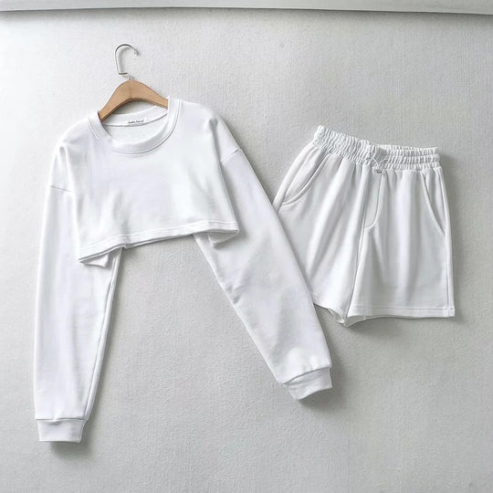 Damen lässiges Crop-Top und Shorts Set EB