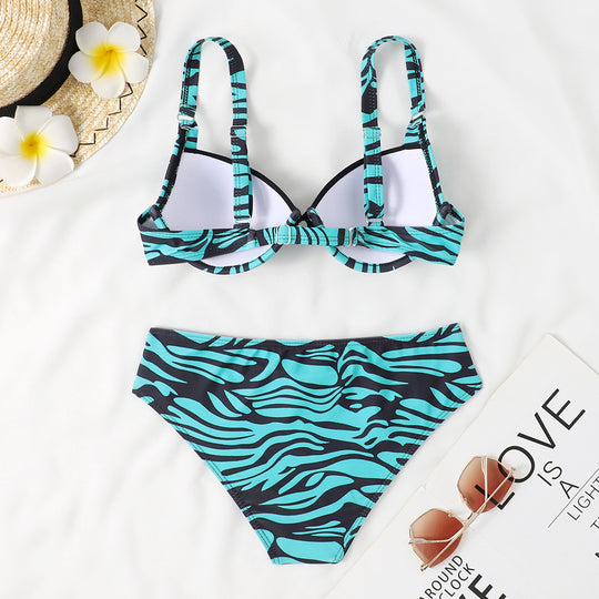 Damen Bikini mit modischem Tierprint und bequemer Passform EB