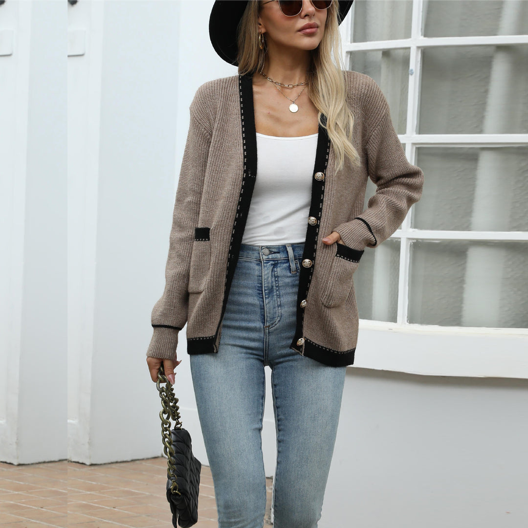 Damen Strickjacke mit dekorativen Knöpfen und feinem Strukturdesign EB
