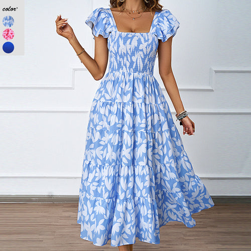 Damen Lange Maxikleid mit eleganten Rüschenträgern und gefüttertem Oberteil EB