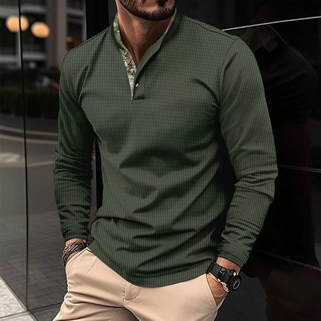 Herren Langarmhemd mit modernem Stehkragen und elegantem Design EB