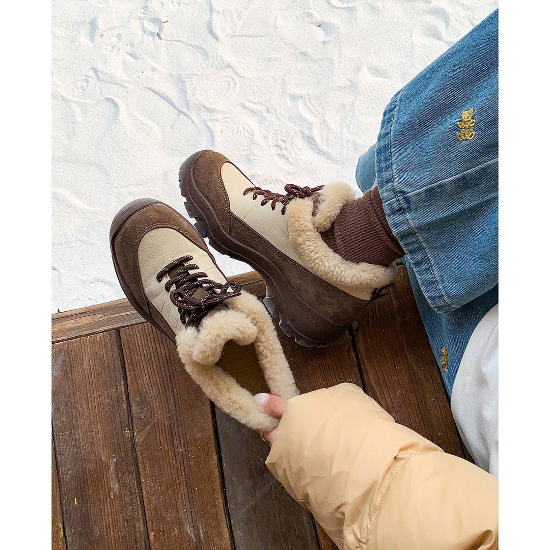 Damen modische Winterboots mit flauschigem Innenfutter und flexiblem Schnürsystem EB