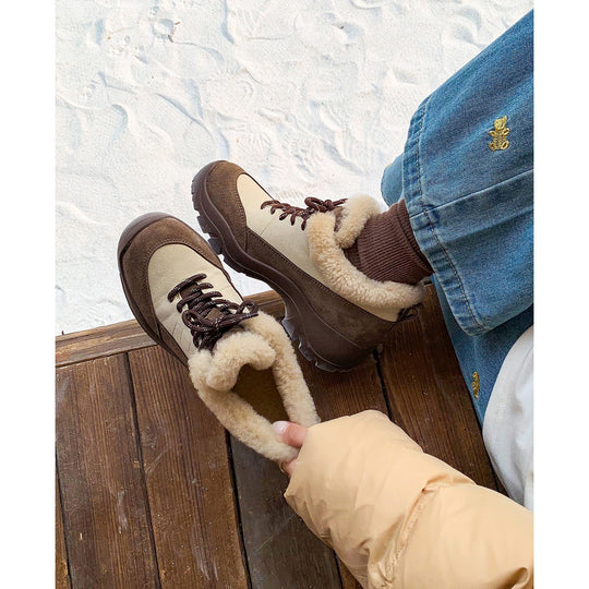 Damen modische Winterboots mit flauschigem Innenfutter und flexiblem Schnürsystem EB