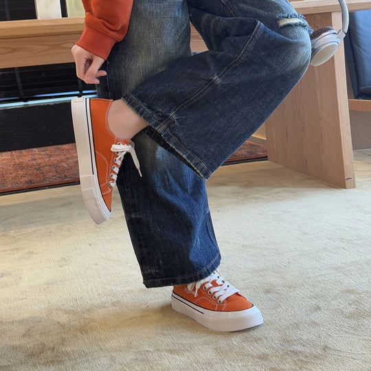 Damen Sportliche Canvas Sneaker mit klassischer Schnürung und rutschfester Sohle EB