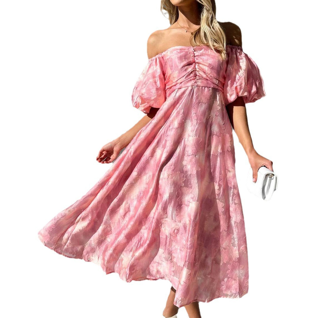 Damen Robe mit schulterfreiem Design und eleganten Puffärmeln EB