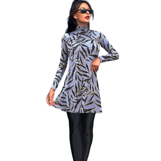 Damen modischer UV-Schutz-Schwimmanzug mit langem Arm und asymmetrischem Saum EB