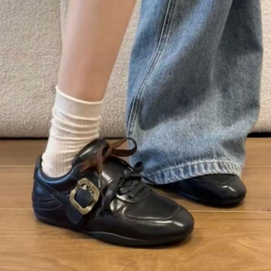 Damen elegante Schnürschuhe mit modischer Schnalle EB