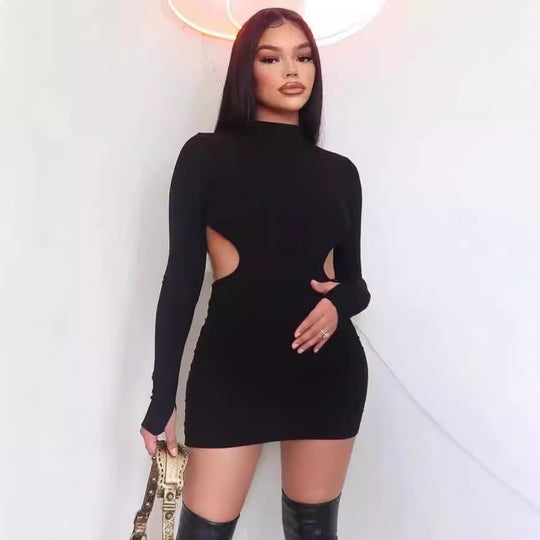 Damen figurbetontes Midi-Kleid mit Raffungen und tiefem Rückenausschnitt EB