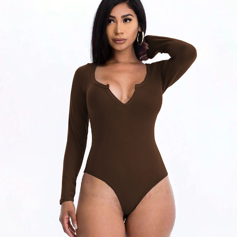 Damen figurbetontes V-Ausschnitt-Stringbody mit langen Ärmeln Eichborn Berlin