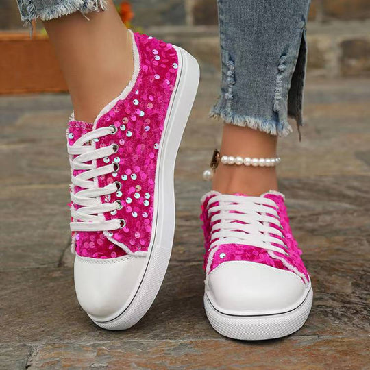 Damen Glitzernde Sneaker mit modischen Pailletten und lässigem Design EB