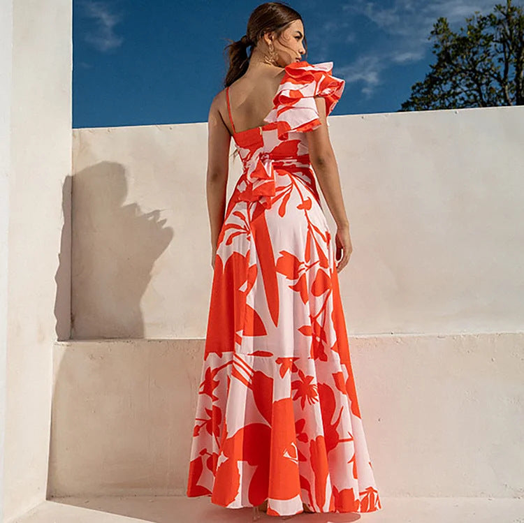 Damen Eleganter Einteiler Badeanzug mit voluminösen Rüschendetails EB