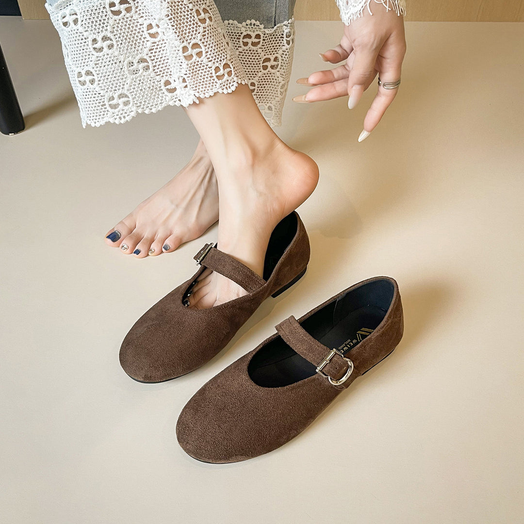Damen Ballerinas mit elegantem Riemchen und modischer Schnallenapplikation EB