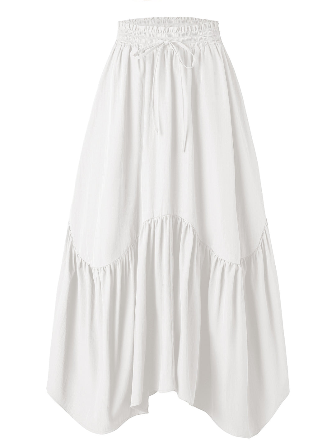 Damen Maxi-Rock mit kreativem Volantdesign und elastischem Bund EB