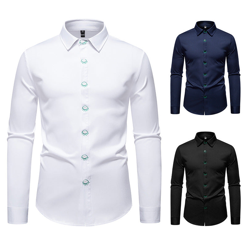 Herren Elegantes Langarmhemd mit kreativen Details EB