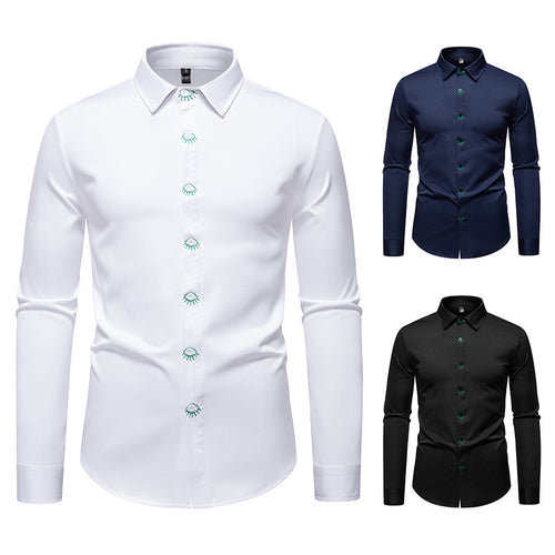 Herren Elegantes Langarmhemd mit kreativen Details EB
