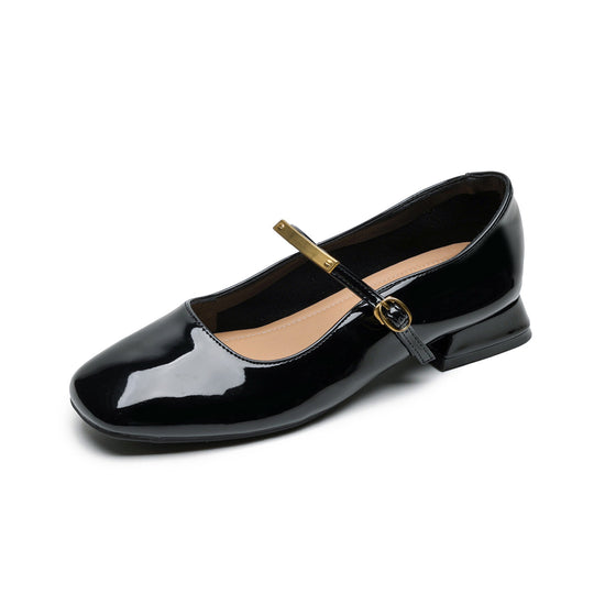 Damen Ballerinas mit modischem Riemchen und glänzendem Lackfinish EB
