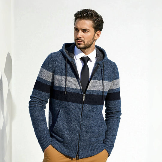 Herren Strickjacke mit modernem Kordelzug und stilvollem Muster EB