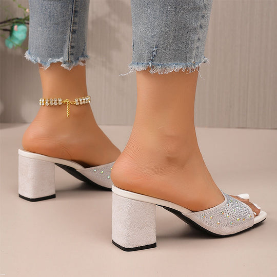 Damen elegante Riemensandalen mit Glitzerakzenten EB